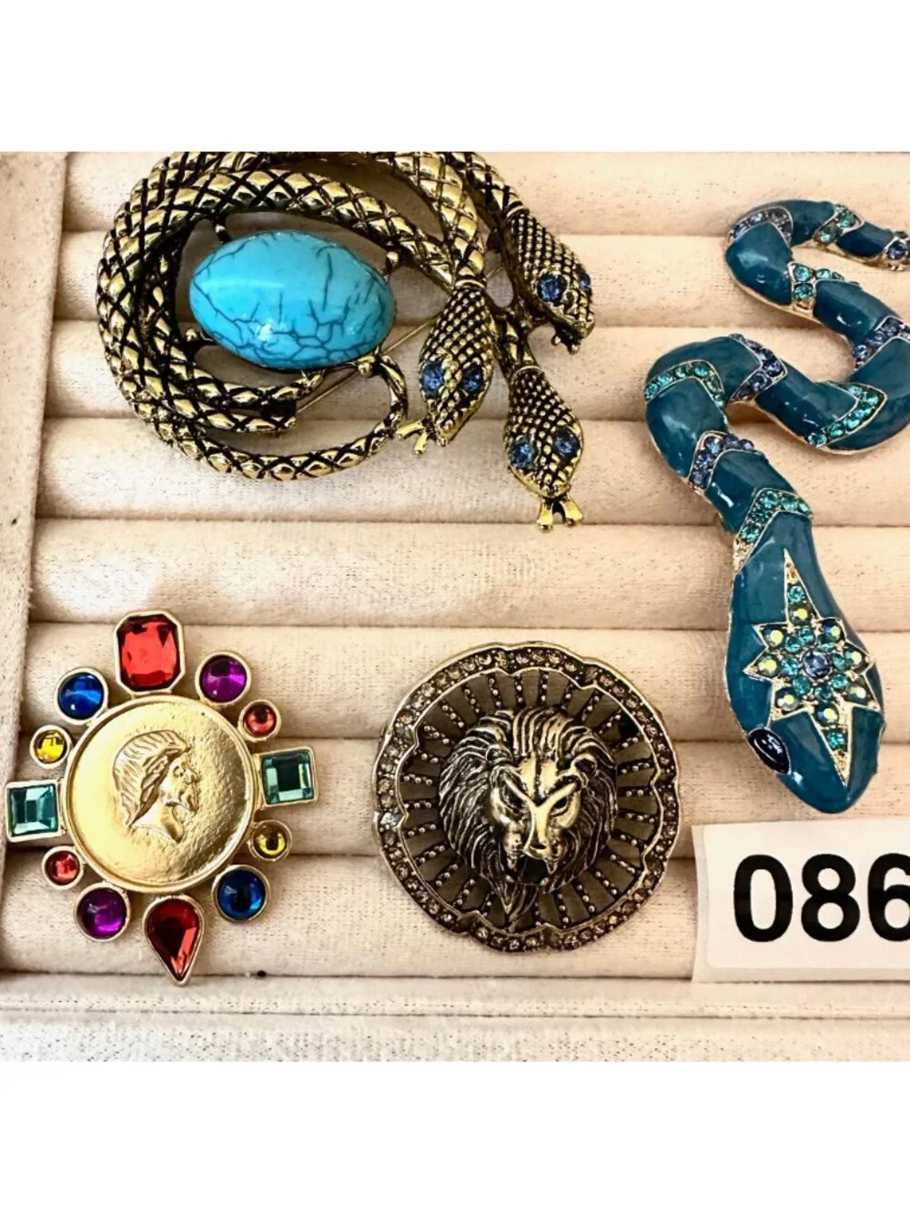 Costume Jewelry Lot Snake Pendant Brooch Pin Owl Sunflower Lion Gold Tone